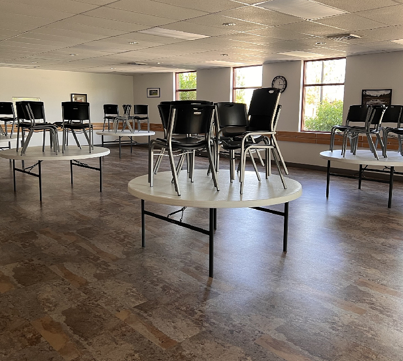 Main West Room (set up with tables & chairs)